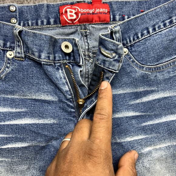 Bongo Jeans Women’s Size 1 Blue Bootcut Stretch Denim Whiskered Distressed - Picture 6 of 16